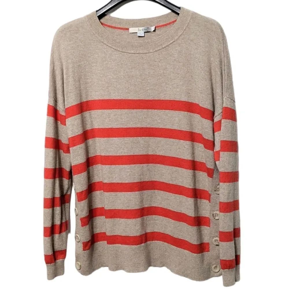 BODEN Grace Button Striped Wool Jumper Sweater M
